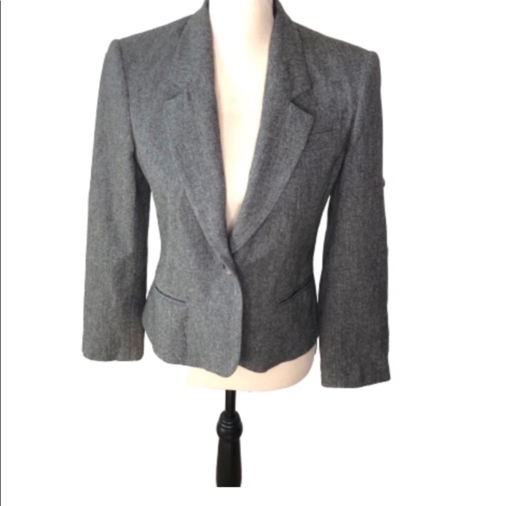 Saville Gray Wool Blend Fitted Lined Blazer 8P